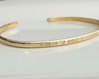 Personalized Open Cuff Name Bracelet - Sterling Silver or Gold - Custom Engraved Bangle - Gift for Mom