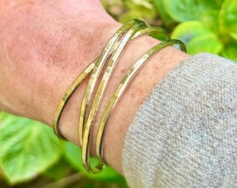Gold Cuff Bangle Bracelet - Hidden Message Jewelry - Gift for Mom - Mother of the Bride Gift - Gold Filled-Sterling Silver - Christmas Gift