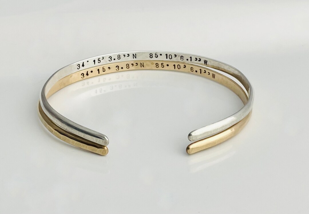 Custom Coordinates Bracelet-personalized Cuff Bracelet-engraved ...