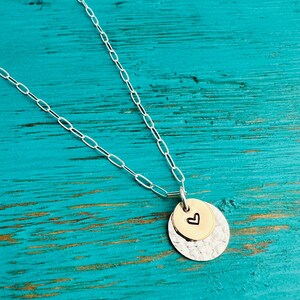 Heart-initial Paperclip Necklace - Coin Medallion Necklace - Custom