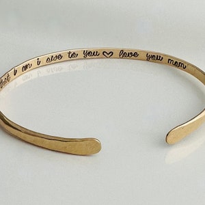 Mother of the Bride Bracelet - Custom Personalized Mother's Cuff - Hidden Message - Mother Gift - Sterling/Gold - All that I am I owe to you