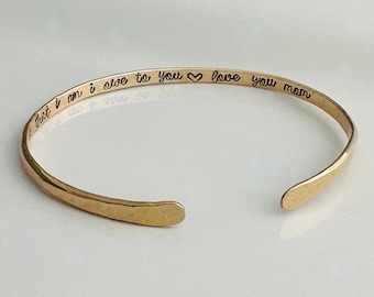 Mother of the Bride Bracelet - Custom Personalized Mother's Cuff - Hidden Message - Mother Gift - Sterling/Gold - All that I am I owe to you