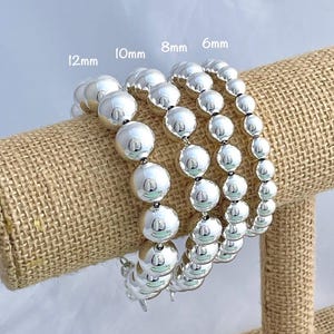 SALE-Large Sterling Ball Bracelet - 6mm 8mm 10mm 12mm 14mm - 925 Sterling Bead Bracelet-Chunky Ball Bangle-Bauble Ball Bracelet-Gift for Her