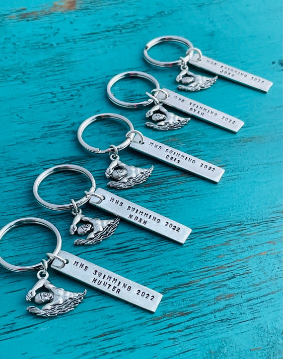 Portachiavi Lettera Con Farfalla E Nappe Blu - Ideale Regalo Per Donne - Foto 3