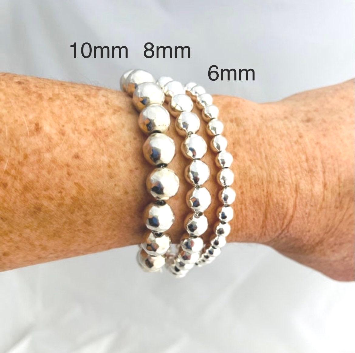 Halo's London 925 Sterling Silver Ball Bead Bracelet – Hollow 10mm Bangle, UK Made