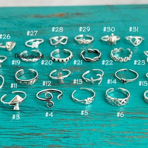 SALE 925 Sterling Toe Rings Adjustable Silver Toe Rings Minimalist Rings-Anchor-Cross-Wave-Leaves-Flower-Starfish-Assorted-Gift for Her image 1