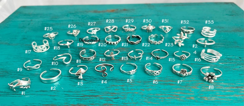 SALE 925 Sterling Toe Rings Adjustable Silver Toe Rings Minimalist Rings-Anchor-Cross-Wave-Leaves-Flower-Starfish-Assorted-Gift for Her image 1