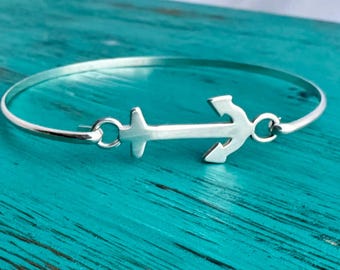 Sterling Silver Anchor Cuff Bracelet – Nautical Bangle Jewelry