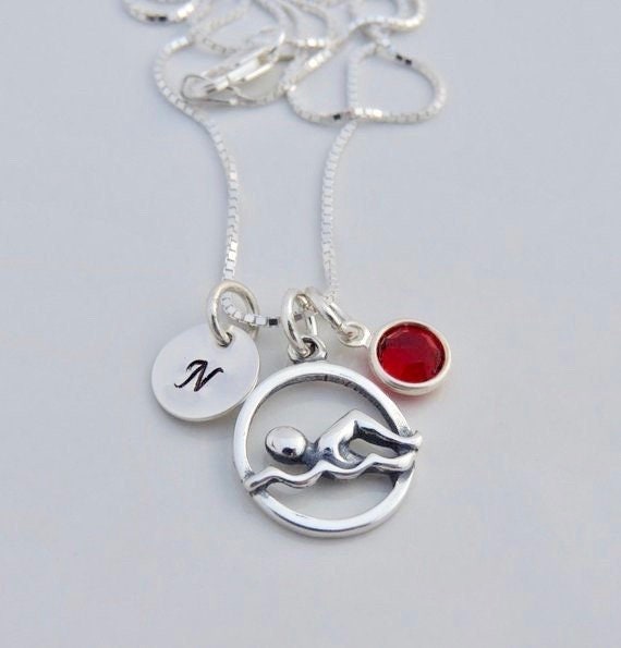 Custom Swim Initial Necklace