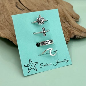 SALE 925 Sterling Toe Rings Adjustable Silver Toe Rings Minimalist Rings-Anchor-Cross-Wave-Leaves-Flower-Starfish-Assorted-Gift for Her image 6