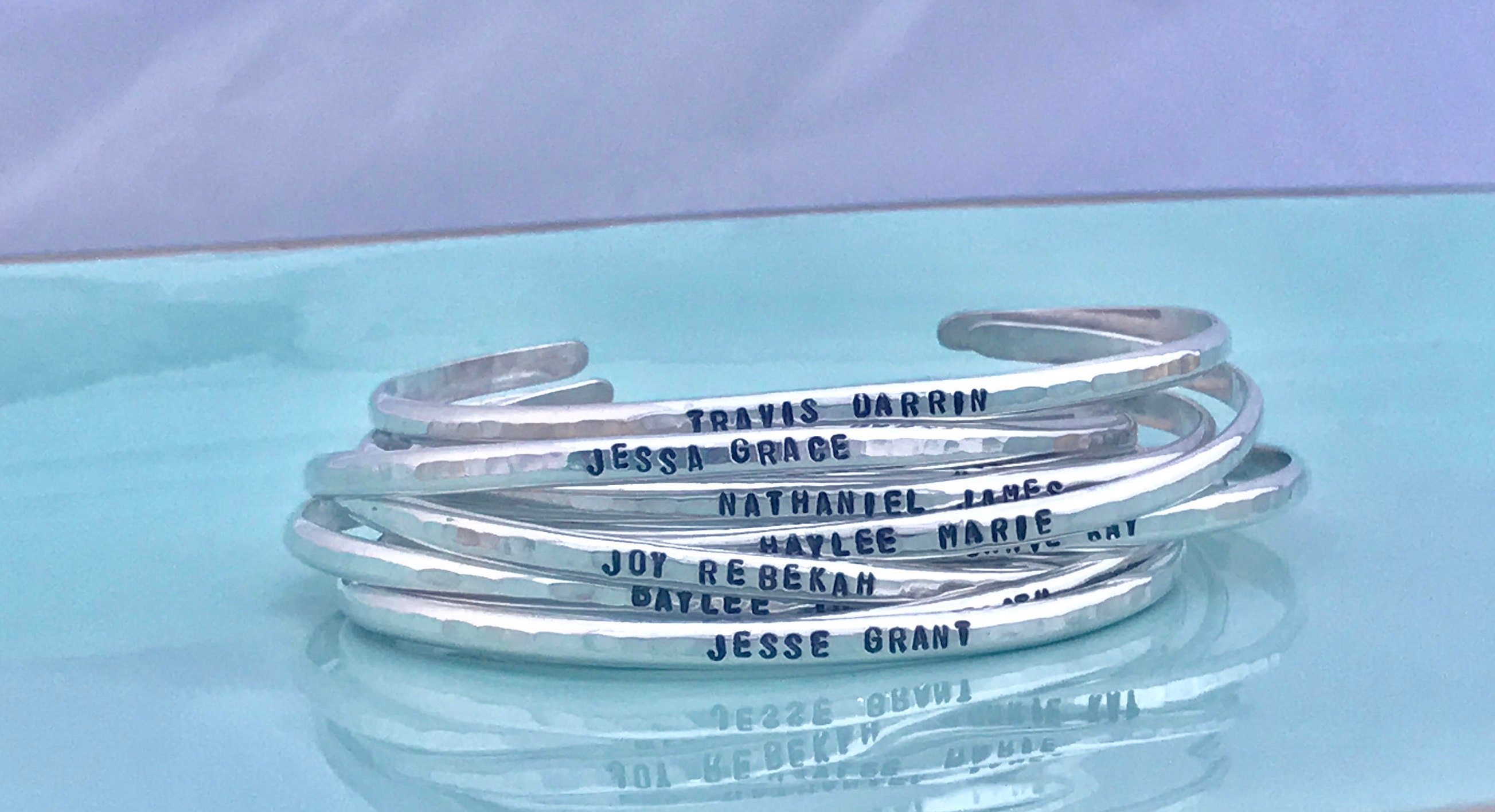 Personalized Name Bracelet Custom Cuff Bracelet Hammered Bracelet