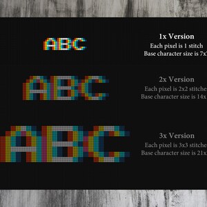 UPDATED Arcade Alphabet 1x Font Cross Stitch Pattern image 2