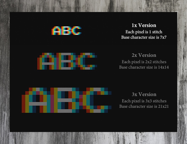 UPDATED Arcade Alphabet 1x Font Cross Stitch Pattern image 2