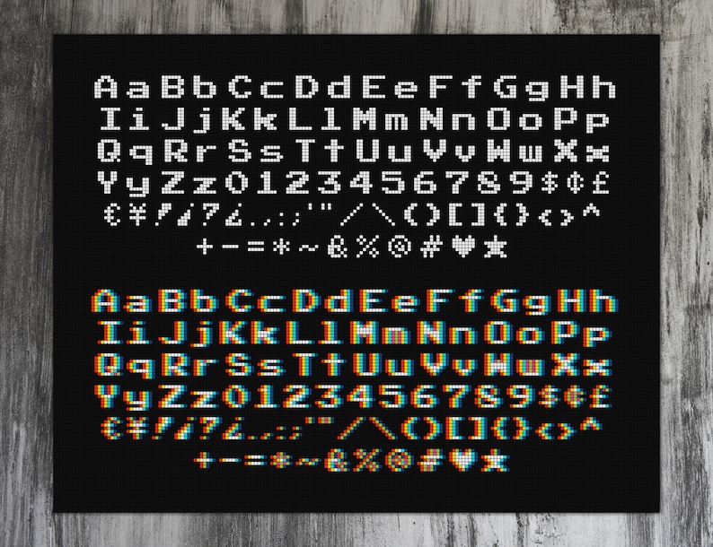UPDATED Arcade Alphabet 1x Font Cross Stitch Pattern image 1