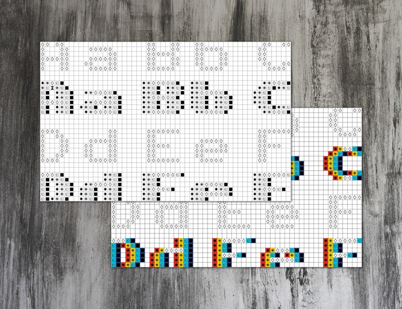 UPDATED Arcade Alphabet 1x Font Cross Stitch Pattern image 3