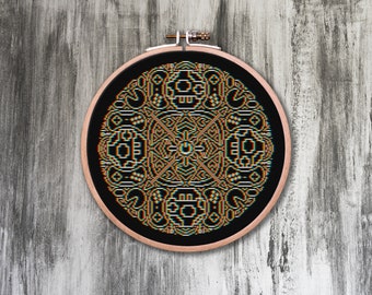 Retro Gaming Mandala Cross Stitch Pattern