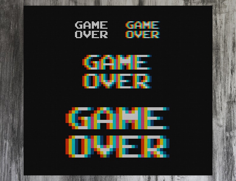 Game Over 4-in-1 Cross Stitch Pattern image 1