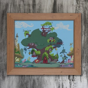 Books and Branches Cross Stitch Pattern