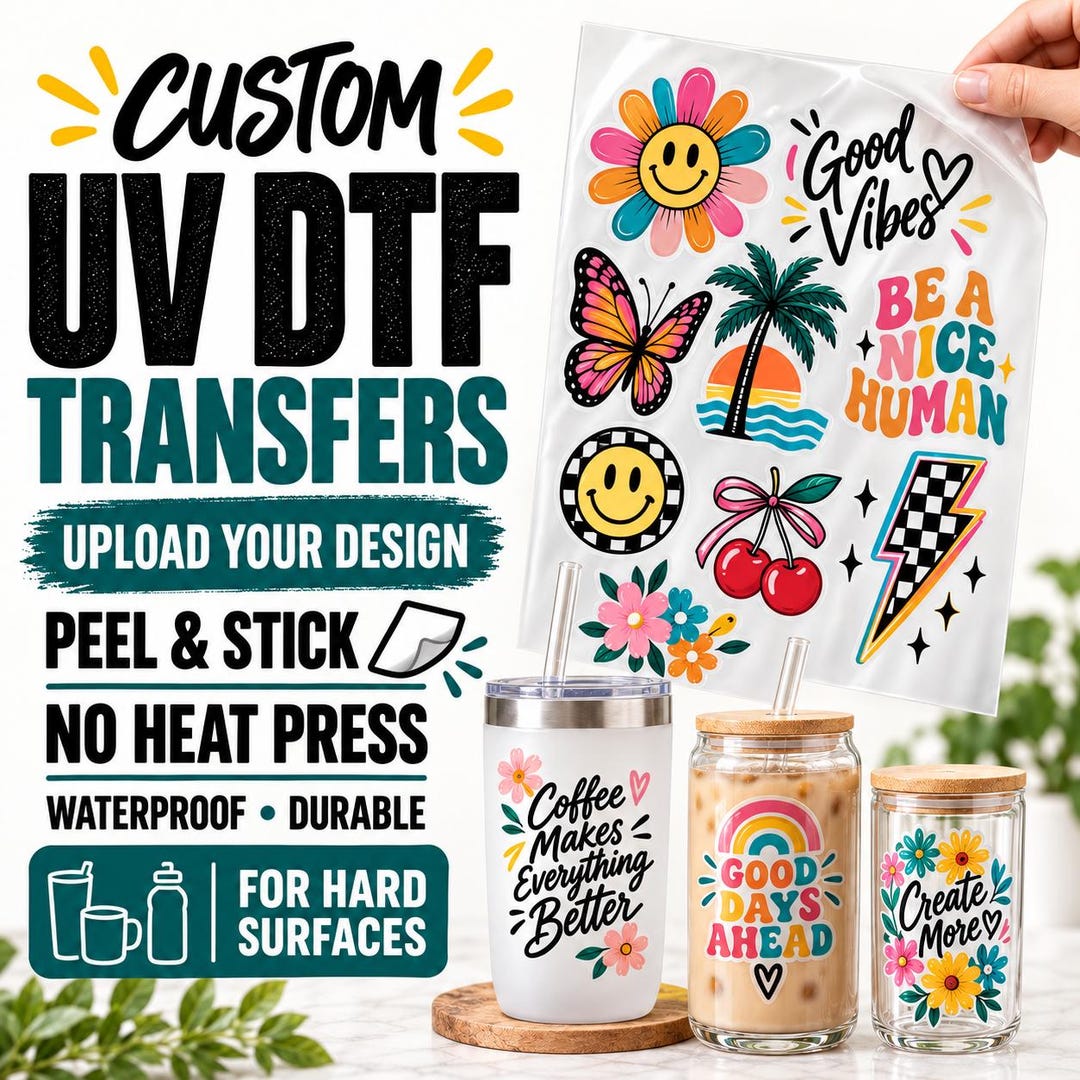 Custom UV DTF Gang Sheet, Upload Your Design, Ready to Apply Transfers ...