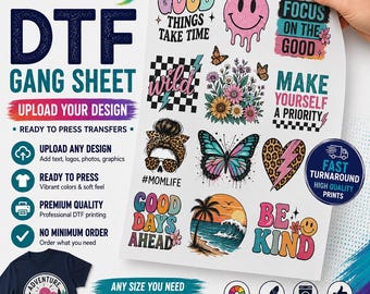 Custom DTF Gang Sheet, Vibrant Apparel Transfers (All Sizes Available)