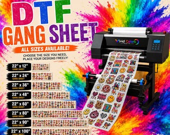 Custom DTF Gang Sheet, Upload Your Design, Ready to Press Heat Transfers