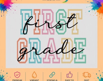 First Grade Teacher Retro DTF Transfer, Back to School Shirt Design