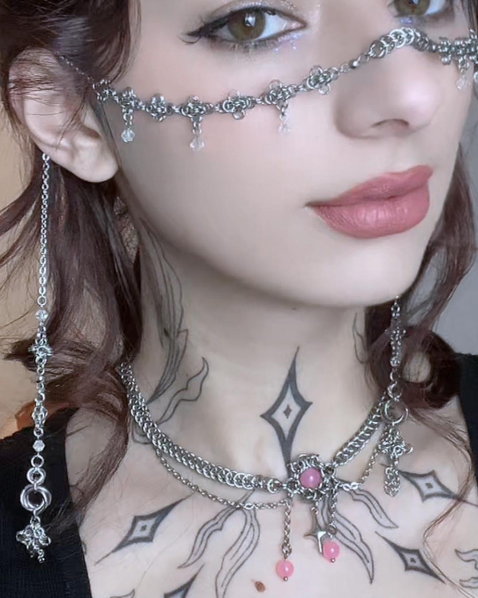 Thick Face Chain - Chainmail Face Chain - Stars Glow - Etsy