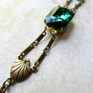 Art Deco Emerald Bracelet, Art Nouveau Jewelry, 1920s Green Wedding, Vintage Antique Flapper image 6