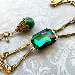 Art Deco Emerald Bracelet, Art Nouveau Jewelry, 1920s Green Wedding, Vintage Antique- Flapper
