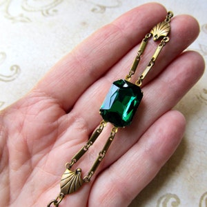 Art Deco Emerald Bracelet, Art Nouveau Jewelry, 1920s Green Wedding, Vintage Antique Flapper image 4