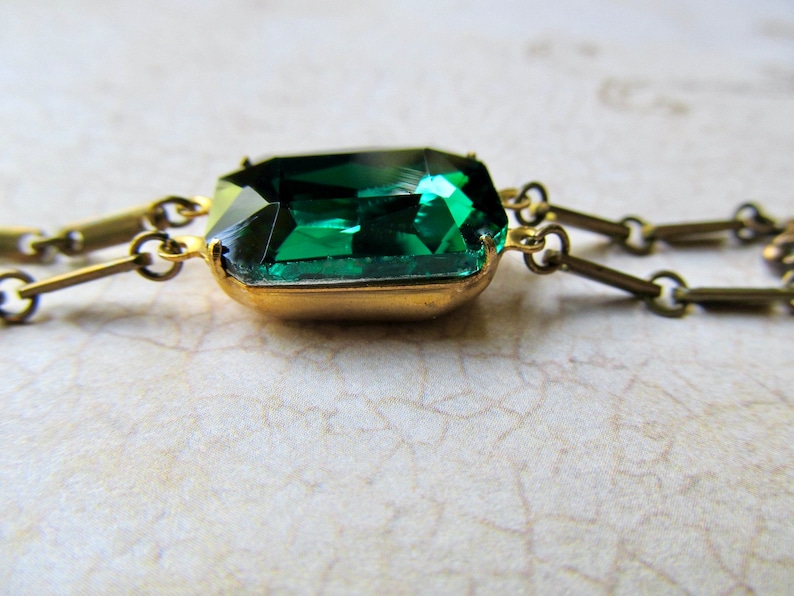 Art Deco Emerald Bracelet, Art Nouveau Jewelry, 1920s Green Wedding, Vintage Antique Flapper image 5