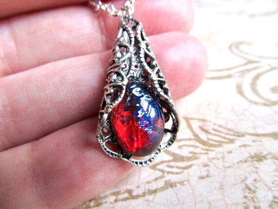 Dragons Breath Opal Necklace Silver Red Opal Art Deco Etsy Dragons Breath Opal Necklace Silver Red Opal Art Deco Etsy