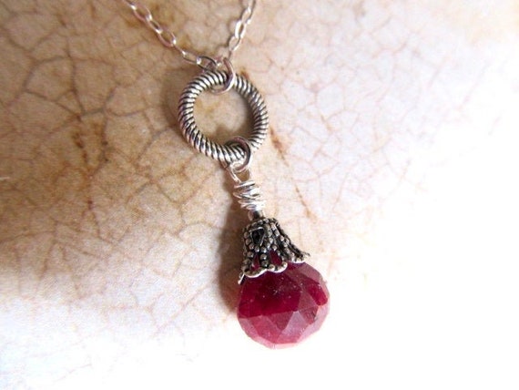 Genuine Ruby Necklace In Sterling Silver Vintage Style - Genuine Ruby Pendants Genuine Ruby Necklace In Sterling Silver Vintage Style - Genuine Ruby Pendants