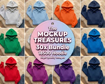 30X Gildan 18500 Hoodie Flat Lay Mockup Bundle | G185 Crewneck gefaltet flach legen Mock | PSD JPEG Canva Mockups