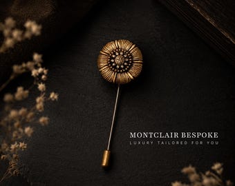 Antique Gold Floral Lapel Pin, Flower Stick Pin, Vintage Suit Accessory, Wedding Lapel Pin, Crystal Flower Brooch, Blazer Pin Gift