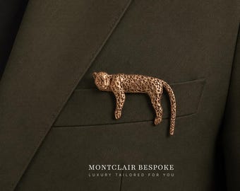 Antike Gold Leopard Brosche Vintage Raubkatze Brosche, Tier Anstecknadel, Minimalistische Wildtier Brosche, Anzug Jacke Pin, Geschenk für Ihn