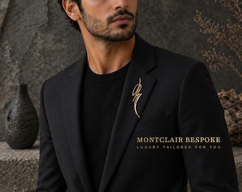 Broche minimalista de oro antiguo, broche abstracto para solapa de hombre, accesorio moderno para traje, broche de diseño elegante, regalo de boda para el novio