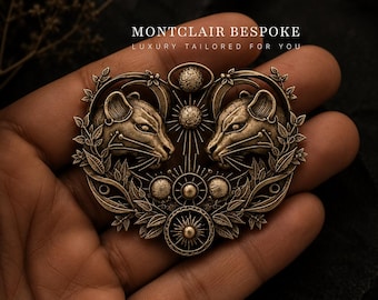 Broche de pantera doble de oro antiguo, broche de leopardo celestial, broche llamativo inspirado en el zodíaco, joyería vintage de vida silvestre, accesorio para traje