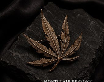 Broche de hoja de arce de oro antiguo, broche de hoja de arce canadiense, broche vintage de naturaleza, joyería botánica llamativa, accesorio para traje