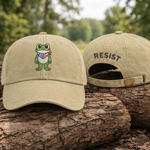 Gestickte Portland Frosch-Baseballmütze, gestickte Froschmütze, Vintage Anti-Trumpf-Protestmütze, Antifaschismus-Geschenk, Aktivist Unisex-Mütze