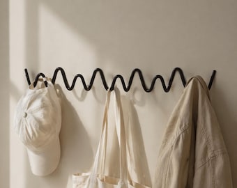 Ganchos de pared ondulados de acero inoxidable / Organizador minimalista para la entrada / Estante decorativo moderno / Almacenamiento para baño y cocina
