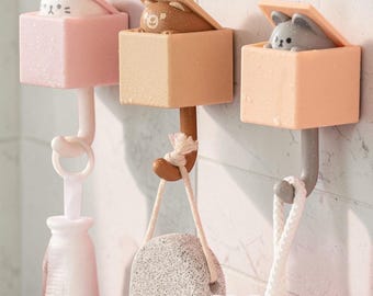 Soporte para llaves con forma de gato / Gancho de pared de silicona / Organizador para la entrada del baño / Decoración adorable con forma de gato