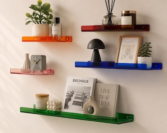 Estantería flotante de pared moderna de acrílico: estante colorido para pared, ideal para la decoración de la sala de estar, el dormitorio y el baño.