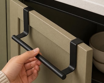 Toallero para colgar sobre el armario / Soporte de acero sin taladrar / Organizador colgante para puerta / Almacenamiento para cocina y baño / Organizador colgante que ahorra espacio