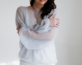 Jersey de mohair, tejido a mano, hecho a mano, talla única