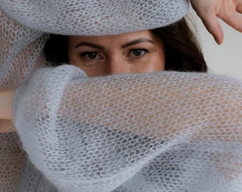 Mohair Pullover, handgestrickt , Handarbeit, Einheitsgröße