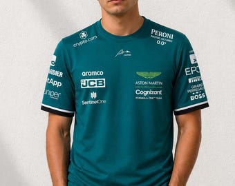 Fernando Alonso 14 Aston Martin Racing Jersey, Formula 1 Green Motorsport Tee