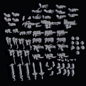 Sci-Fi Bits Set for 28 mm Miniatures – Nightmare Harbingers, Shoulder Pads, Jump Packs & Accessories, Grimdark Resin Kitbash Parts