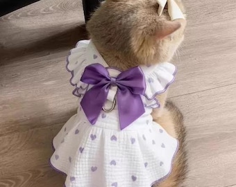 Spring Summer Cat Dress – Thin Breathable Slip for Ragdoll, British Shorthair, Devon Rex, Small Dog Princess Outfit