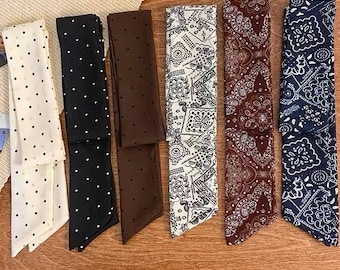 Spring Summer Long Skinny Polka Dot Scarf Hairband Headband Purse Wrap Bag Tie Necktie for Blazer Shirt Fashion Scarf